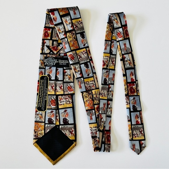 Norman Rockwell Silk Tie Coin Toss The Saturday Evening Post Style 3717 - Picture 3 of 9